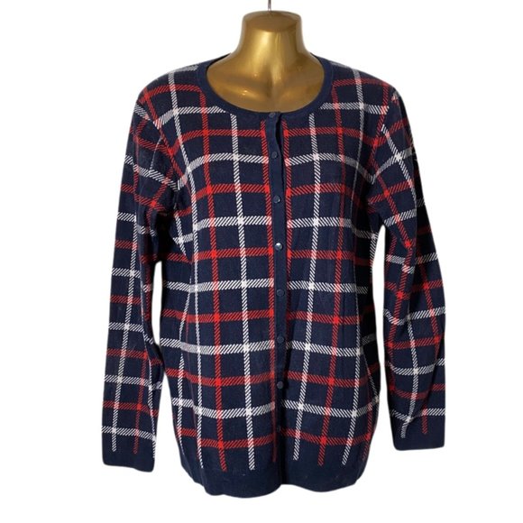 Vintage Tommy Hilfiger Plaid Cardigan - Picture 1 of 8